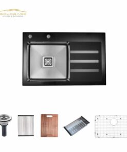 Toughened Glass Design with Stainless Steel for Modern  Kitchen Sink