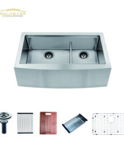 Modern Double Bowl Apron Kitchen Sink - Handmade Stainless Steel Workstation Sink