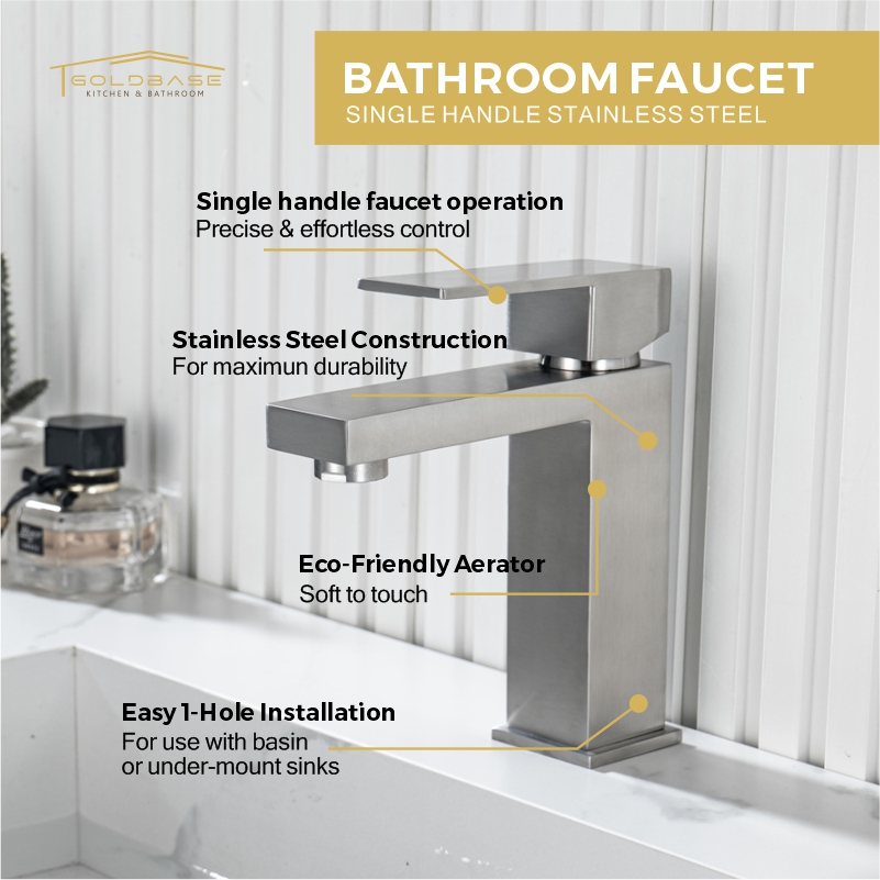 Washroom Basin Mixer Taps square Shape Plating Deck Mounted Bathroom Faucet - Image 3