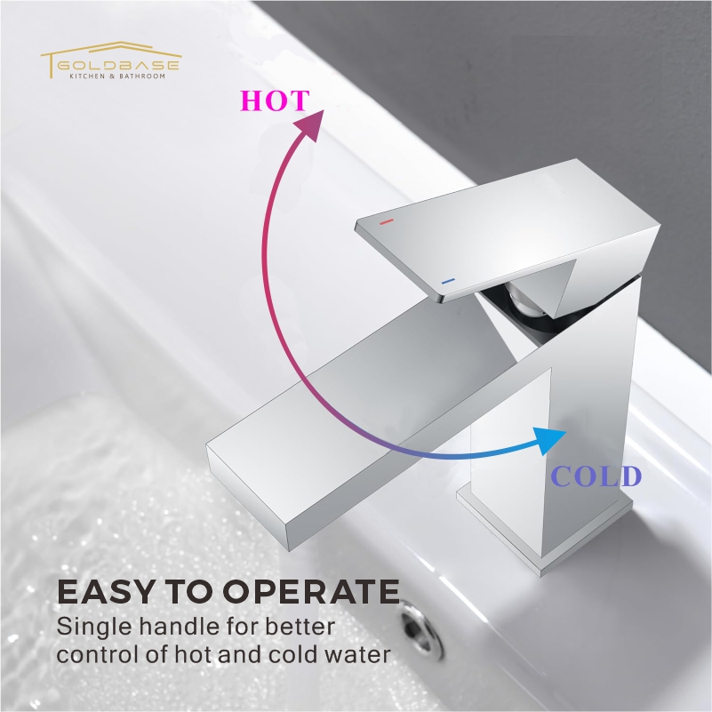 Washroom Basin Mixer Taps square Shape Plating Deck Mounted Bathroom Faucet - Image 5