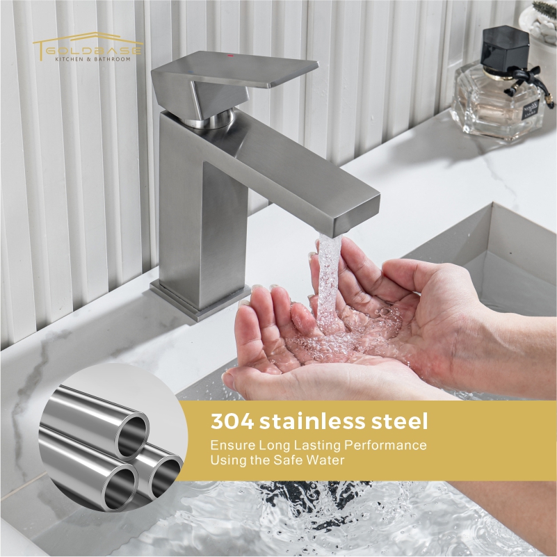 Washroom Basin Mixer Taps square Shape Plating Deck Mounted Bathroom Faucet - Image 2