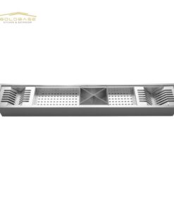 304 Stainless Steel Workstation Island Tableware Dish Drying Drainer Channel Organizer Bar Sink