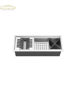 SUS304 Workstation Channel Sink - Built-in Drying Rails & Efficient Drainage