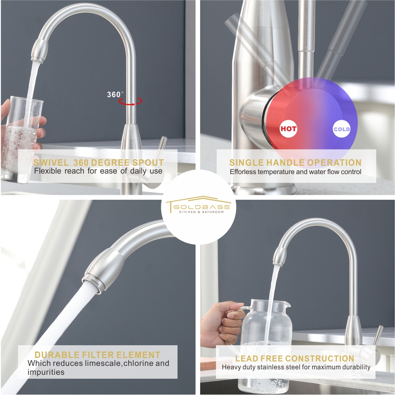 Splash-proof 304 Stainless Steel Kitchen Sink Faucet | Single Handle Hot Cold Mixer Tap - Image 5