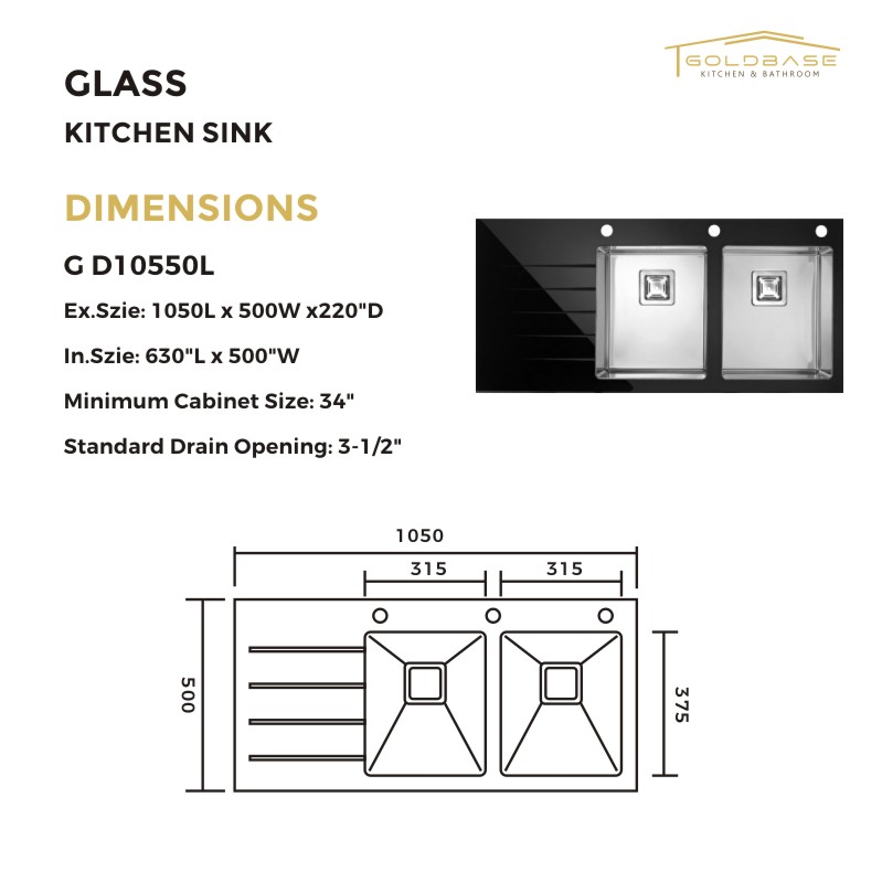304 Stainless Steel Handmade Double-Bowl Sink with White Glass Coating & Integrated Drainboard - Image 3