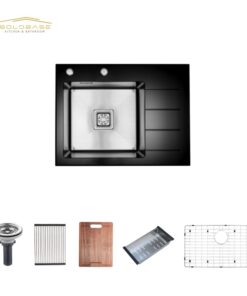 304 Stainless Steel Single-Bowl Handmade Sink with White Glass Coating & Drainboard