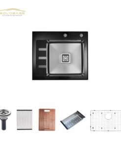 304 Stainless Steel Handmade Single Bowl Kitchen Sink with White Glass Coating & Drainboard