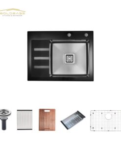 Modern Kitchen Sink: Tempered Glass & Stainless Steel Construction