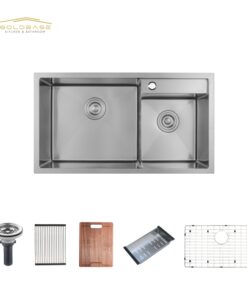 Handmade  304 Stainless Steel Double-Bowl Undermount Kitchen Sink