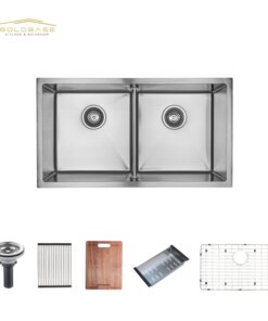 SUS304 Stainless Steel Double Bowl Handmade Undermount Thickened Steel Plate Kitchen Sink