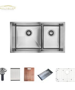 Handmade Commercial Kitchen Sink 304 Stainless Steel Double Bowl